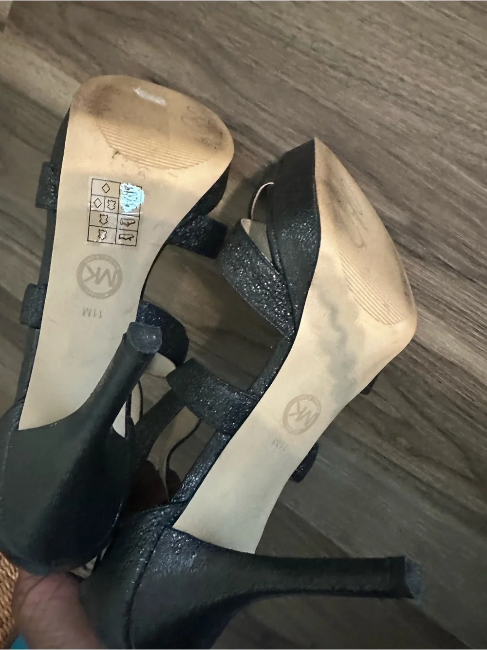 Michael Kors Black Glitter Crisscross Strap Heels